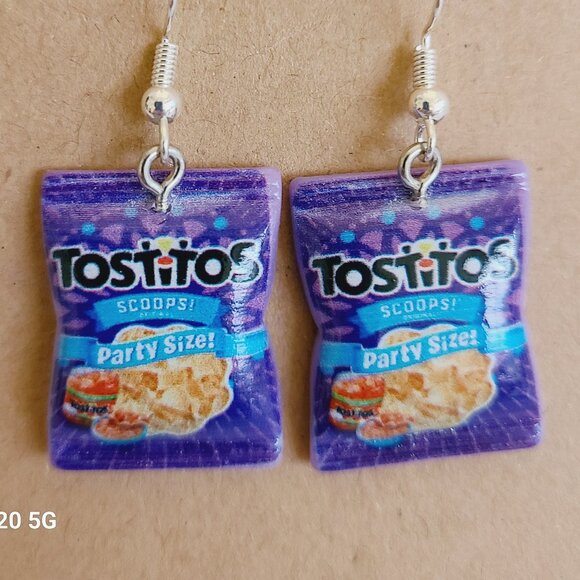 Handmade Tostitos Chip Theme Dangle Multi-Color Earrings NWOT Ladies‎ Fun Quirky - Picture 1 of 4
